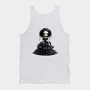 Cute Gothic Doll Illustration Tank Top